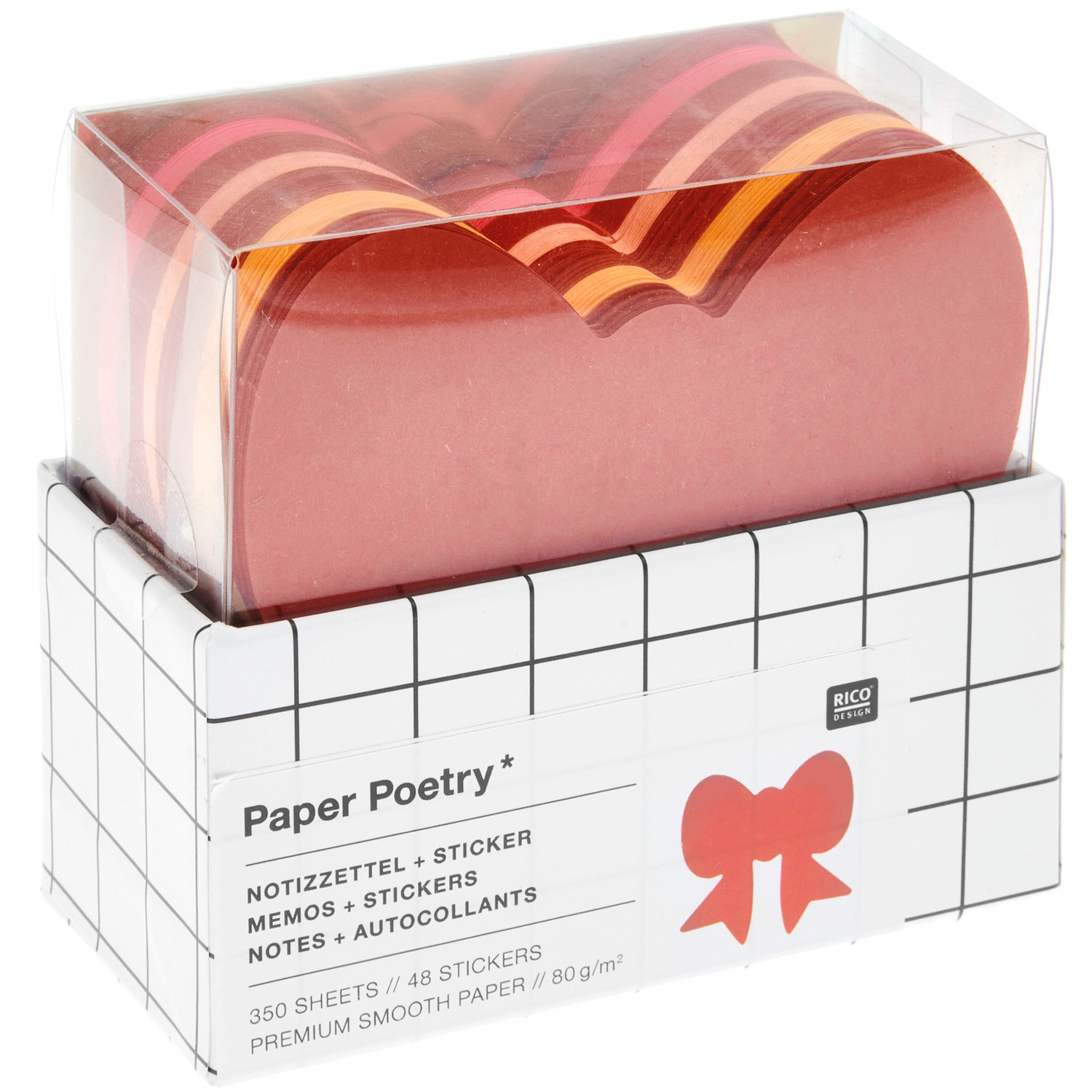 Paper Poetry Notizzettel-Box Schleife 9x9cm 350 Blatt von Rico Design