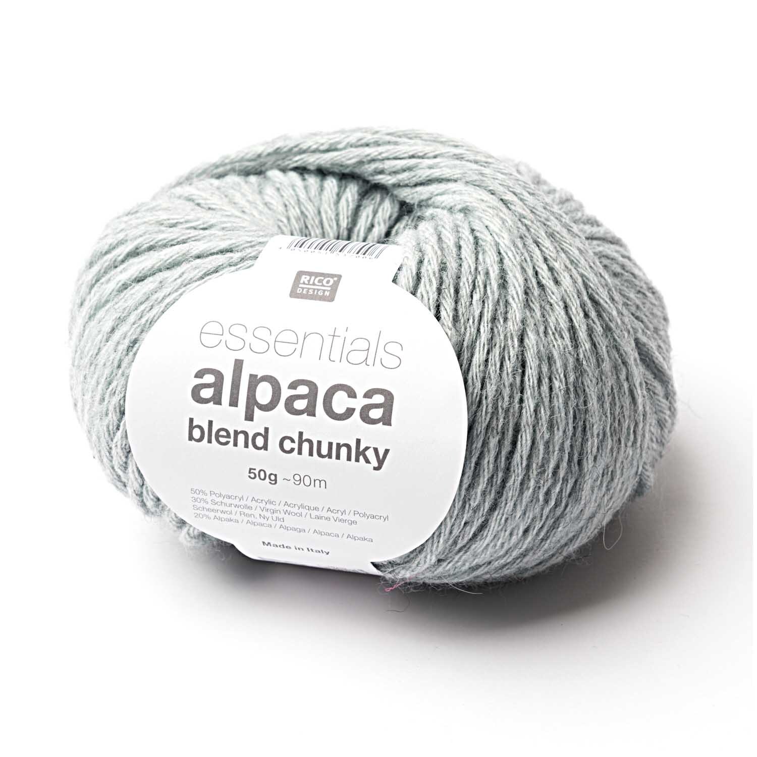 Essentials Alpaca Blend chunky in Aqua von Rico Design, 50g Knäuel, ideal für Strickprojekte.