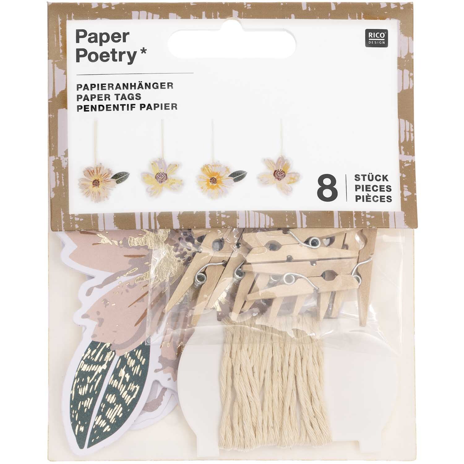 Paper Poetry Papieranhänger Blüten  Nature Matter 8 Stück von Rico Design