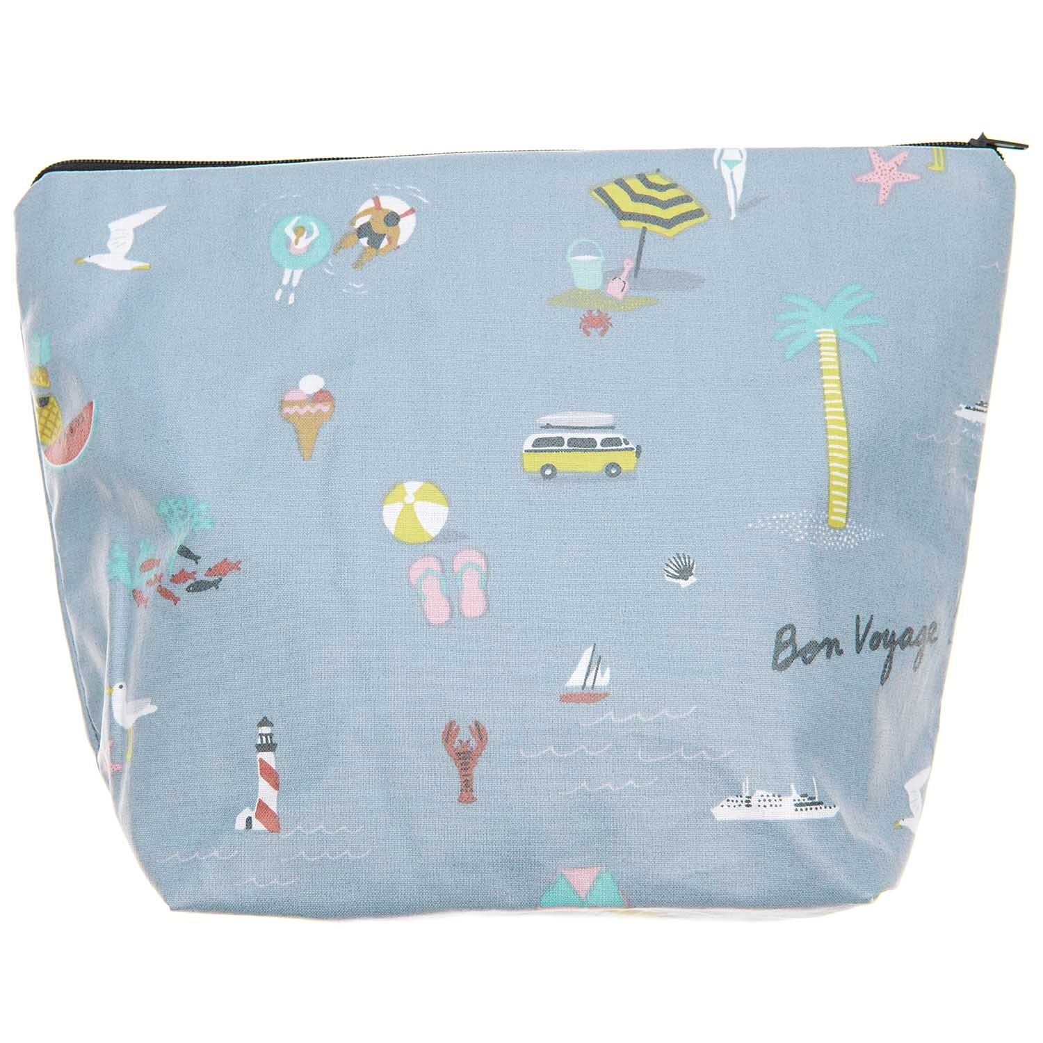 Kosmetiktasche Travel the World mit Strandmotiven, ideal für Reisen, von Rico Design.