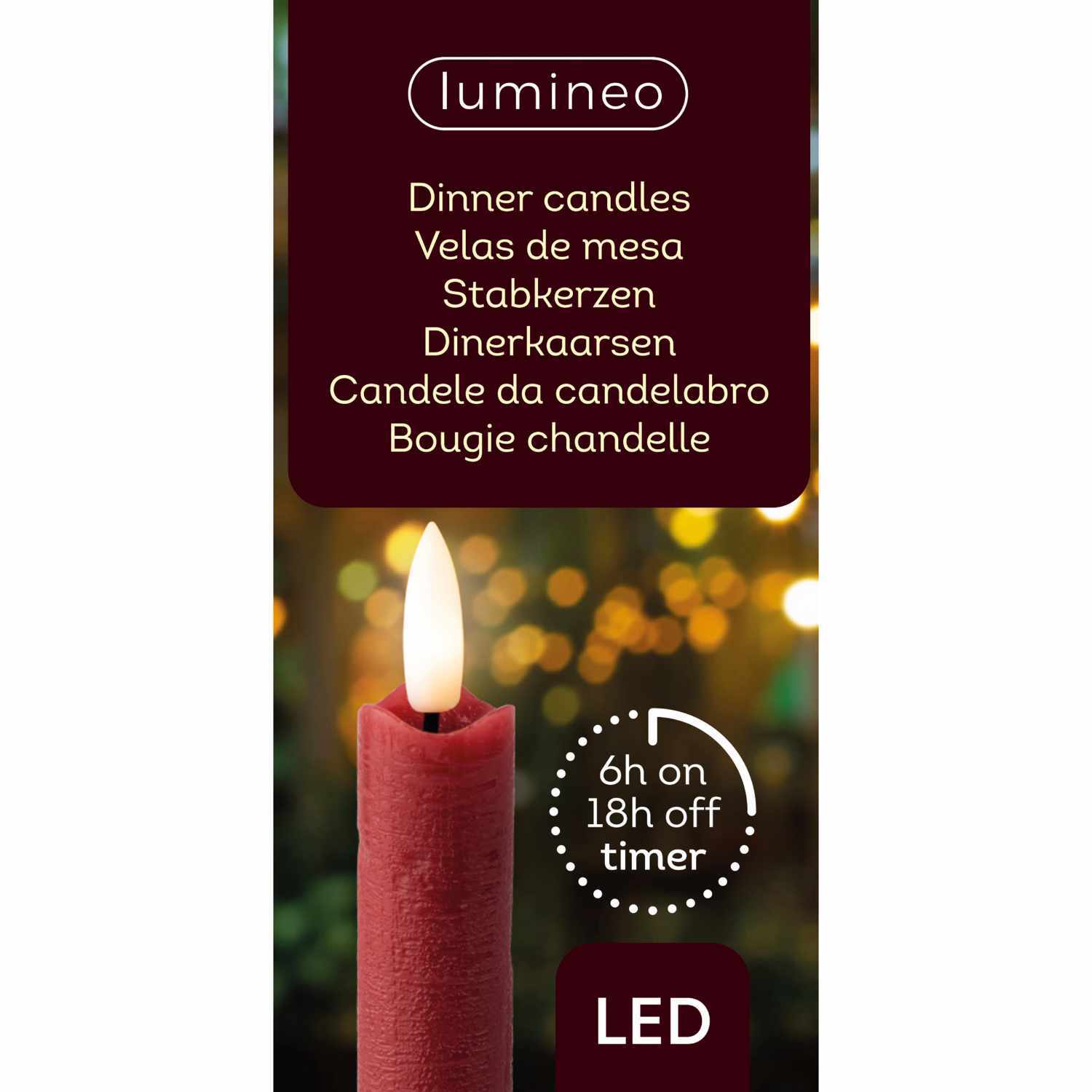LED-Spitzkerze aus Wachs 24,5cm Farbe Rot von Kaemingk 