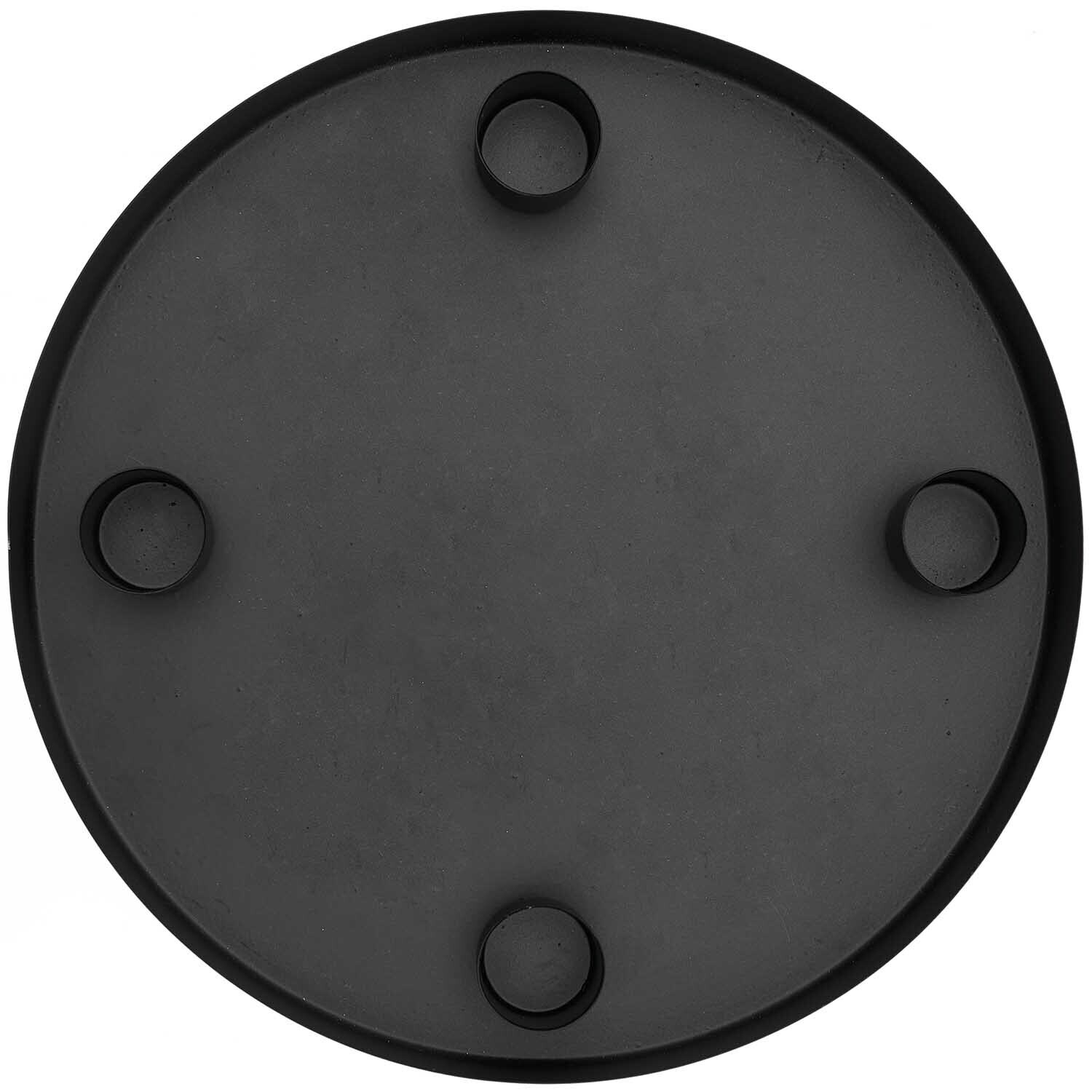 Metalltablett mit vier magnetischen Kerzenhaltern von Rico Design, rund, in elegantem Schwarz.