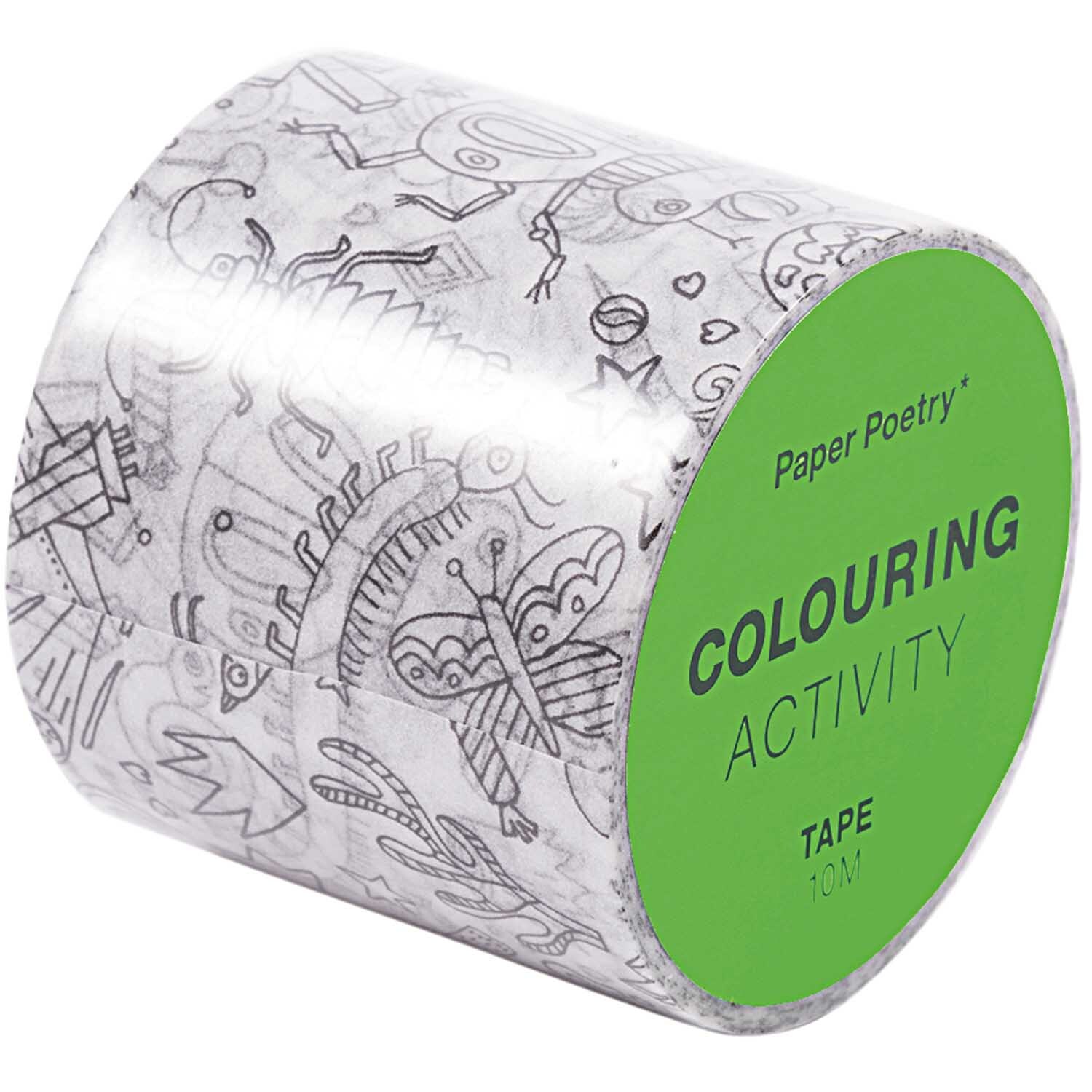 Paper Poetry Tape Insekten XL zeigt detaillierte Insektenmotive auf einem mehrfarbigen Klebeband. Ideal für kreative Bastelprojekte.