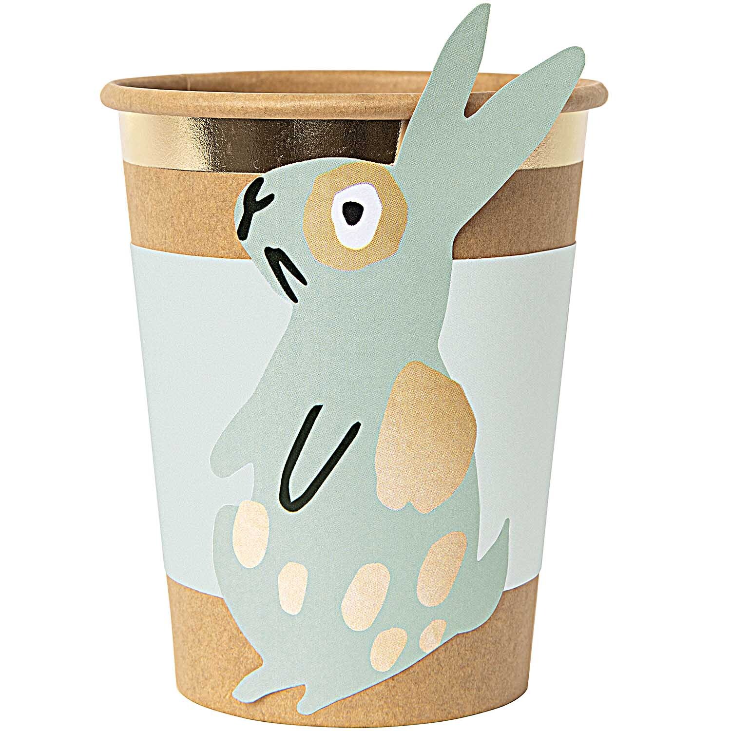 Papiermanschetten Hase mint 6 Stück: Becher mit mintfarbenem Hasenmotiv von Rico Design.