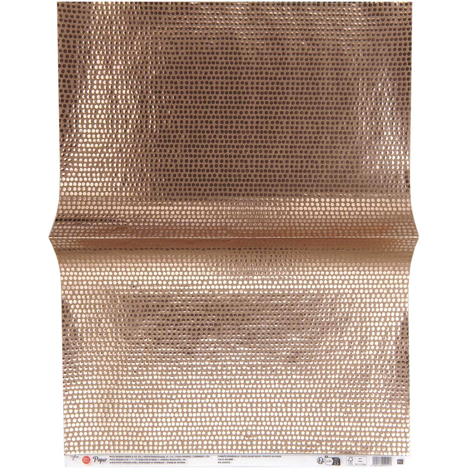 Paper Poetry Paper Patch Papier Punkte 30x42cm in schimmerndem Roségold von Rico Design, ideal für kreative Bastelprojekte.