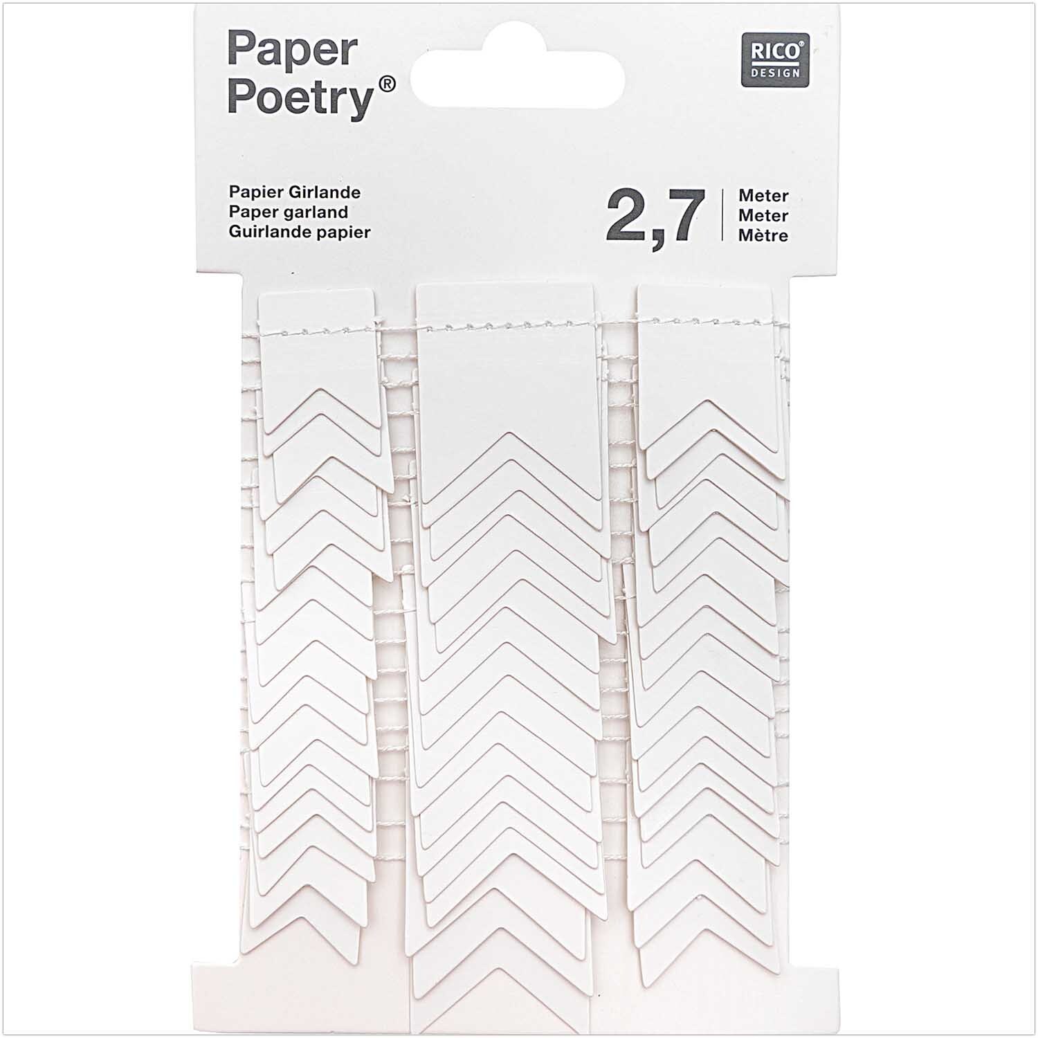 Paper Poetry Girlande Wimpel weiß Papier 2,7m von Rico Design