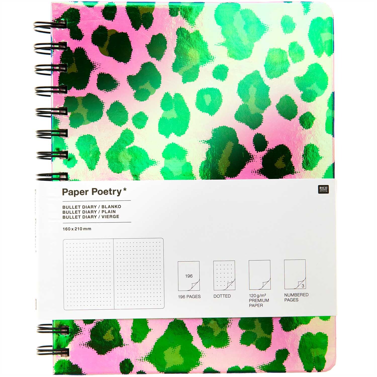 Paper Poetry Bullet Diary Spiralbindung Acid Leo 16,5x21,5cm 96 Blatt von Rico Design