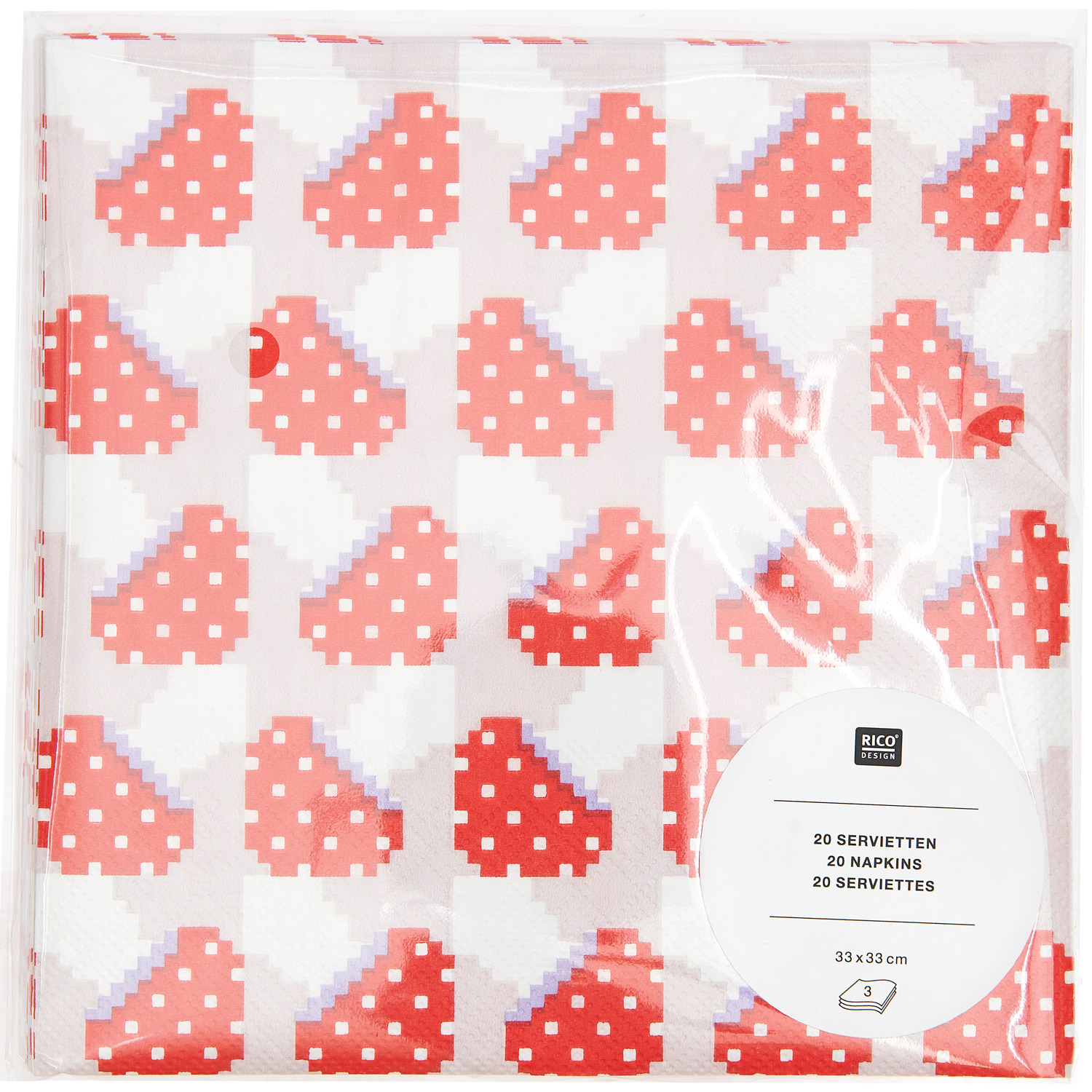 Servietten Fliegenpilz Pixel Puder 33x33cm 20 Stück von Rico Design