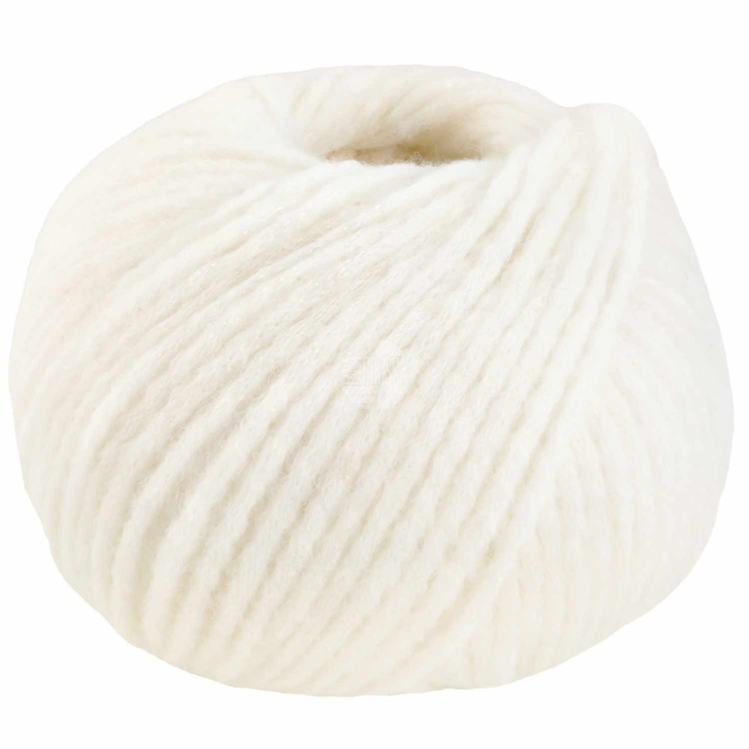 Spuma Wolle von Lana Grossa in Rohweiß, 50g Knäuel mit 110m Länge, ideal für Strickprojekte.
