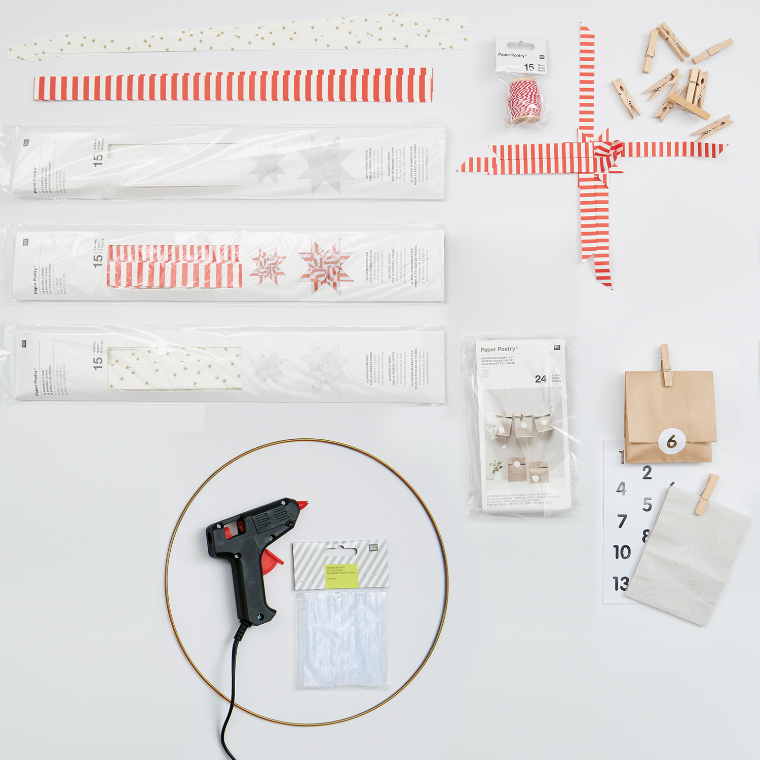 Bastelanleitung Papiertüten-Adventskalender mit Fröbelsternen Kostenlose Anleitung von Rico Design