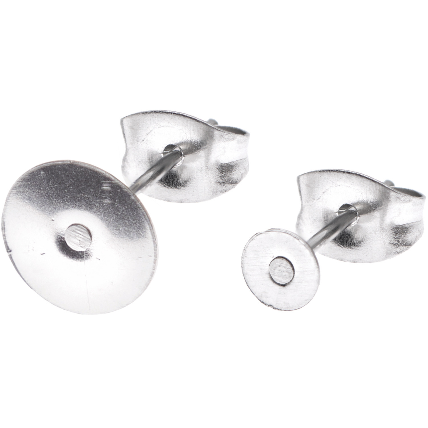 Ohrstecker mit runder Klebefläche, silberfarben, von Rico Design, 6 Stück, ideal für DIY-Schmuckprojekte.