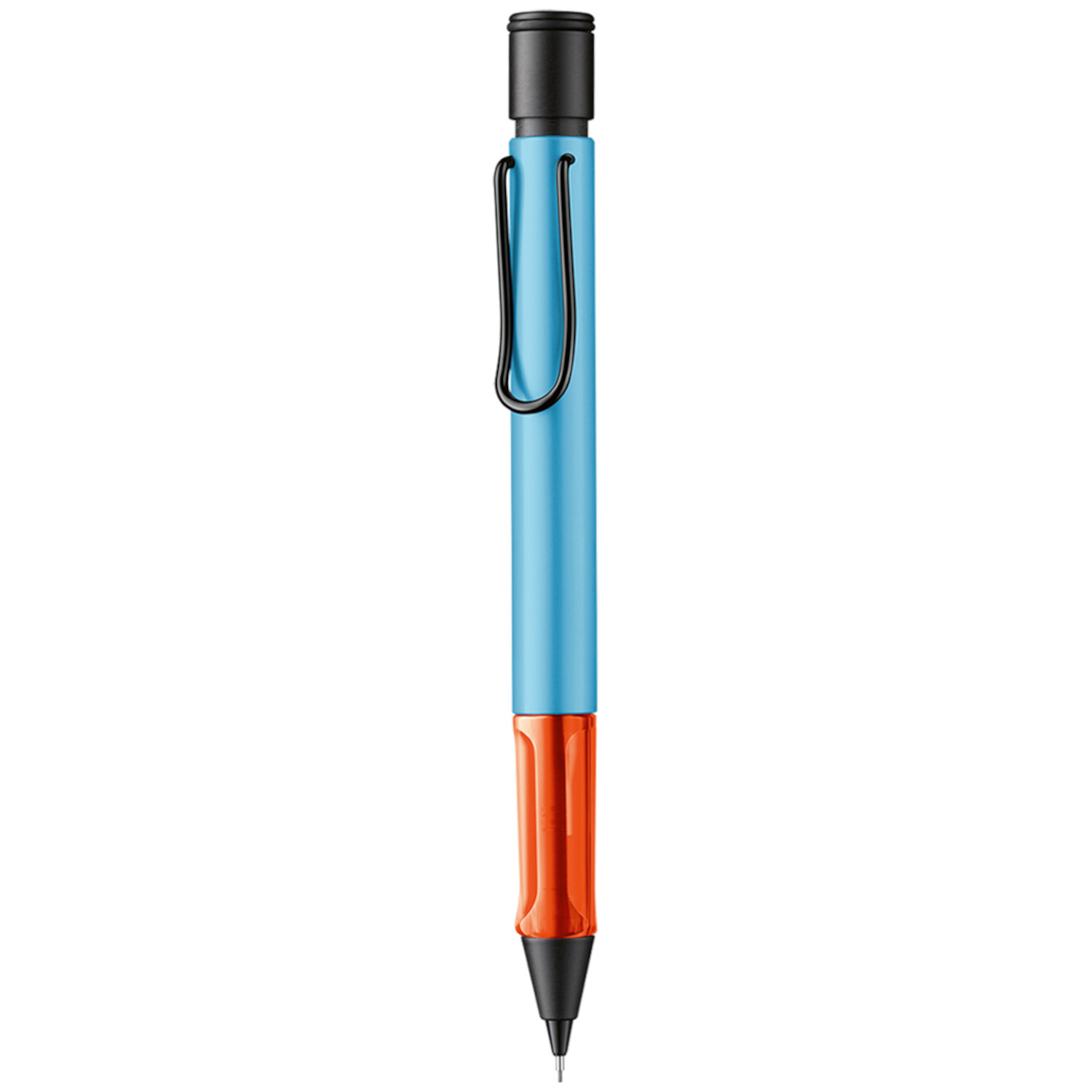 Lamy AL-star Kugelschreiber in Blau und Orange mit schwarzem Clip, ideal für stilvolles Schreiben.