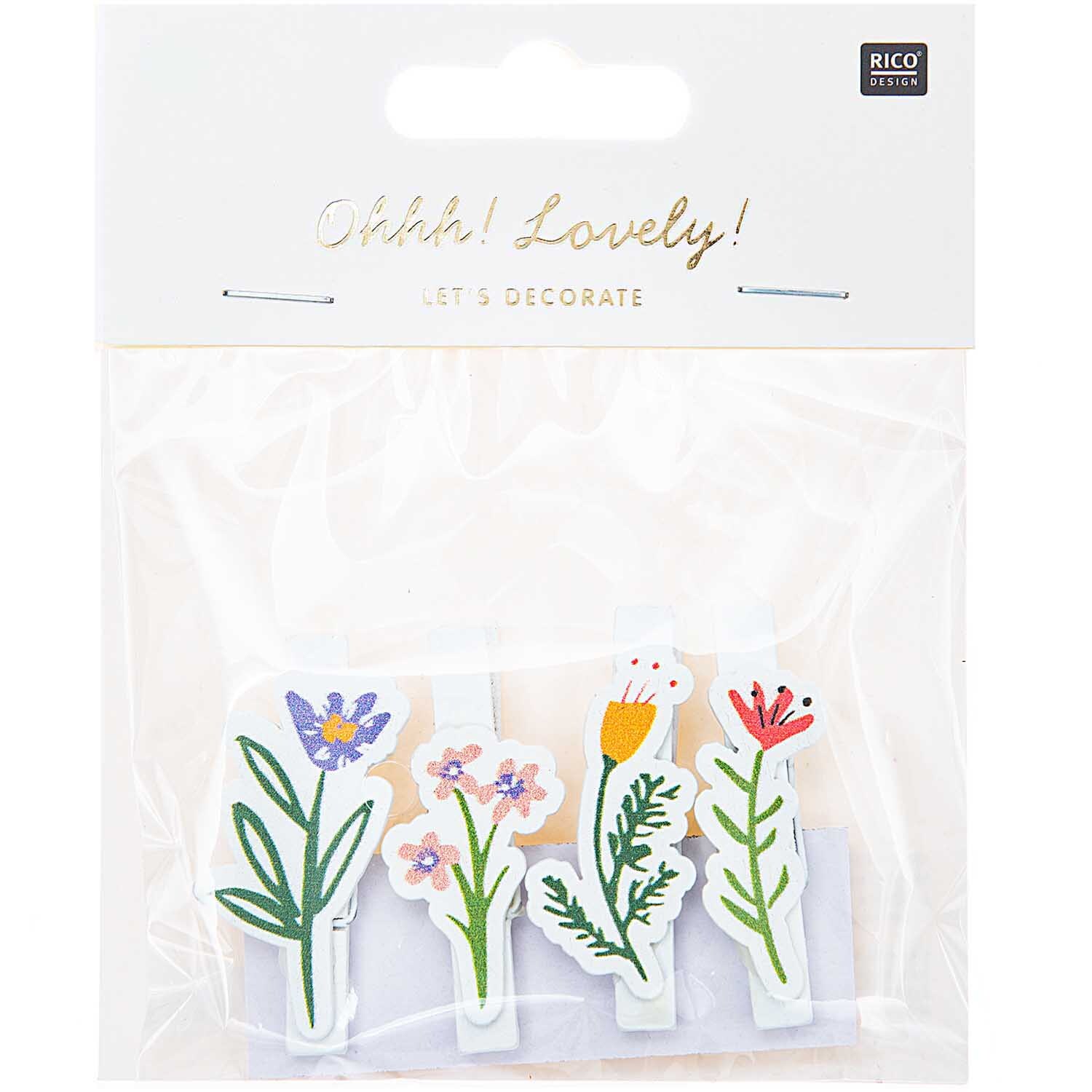 Dekoklammern Blumen Mix Weiß 4 Stück von Rico Design