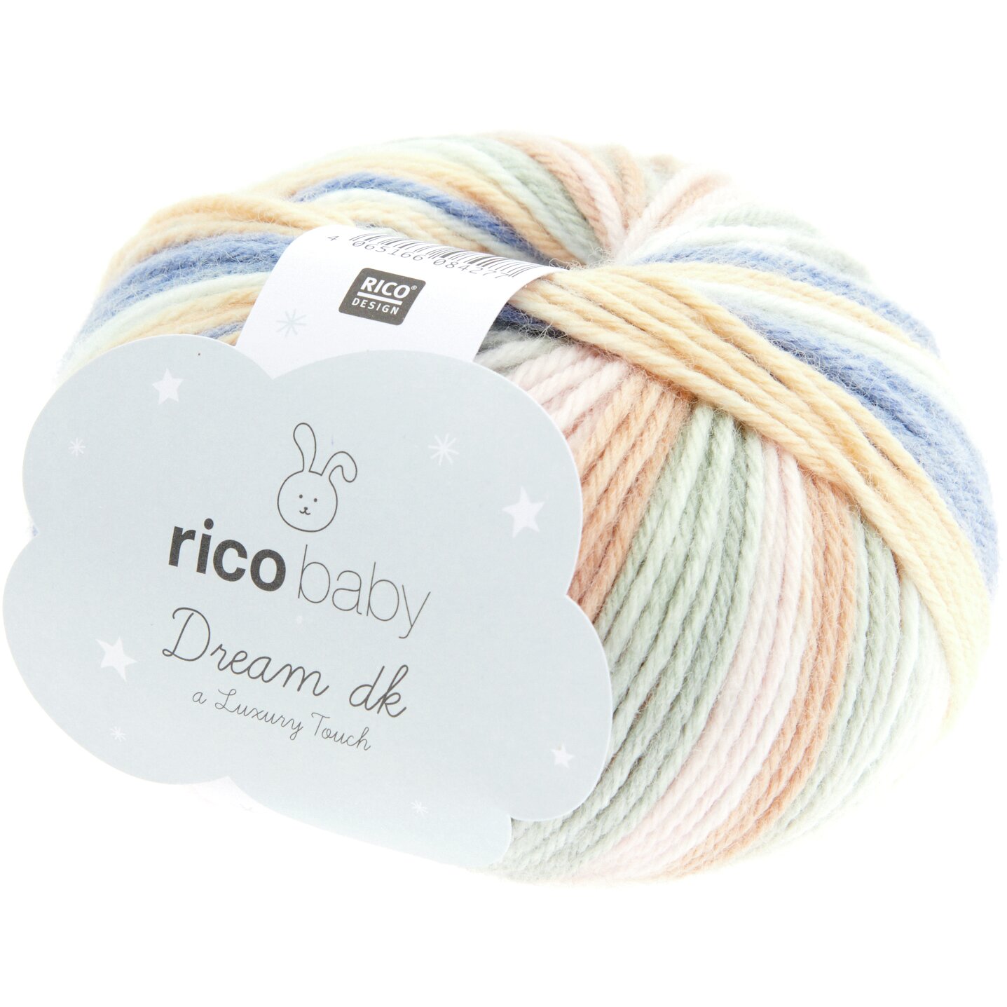 Rico Baby Dream dk A Luxury Touch, pastellfarbene Wolle, ideal für Stricksets, 50g 115m.