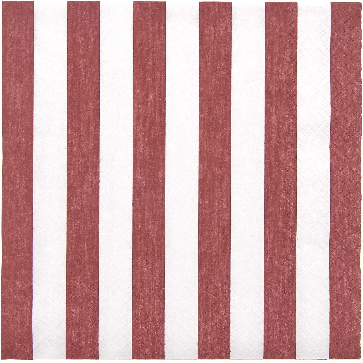 Servietten rot-weiß gestreift 33x33cm 20 Stück von Rico Design. Bild zeigt rot-weiß gestreifte Serviette.