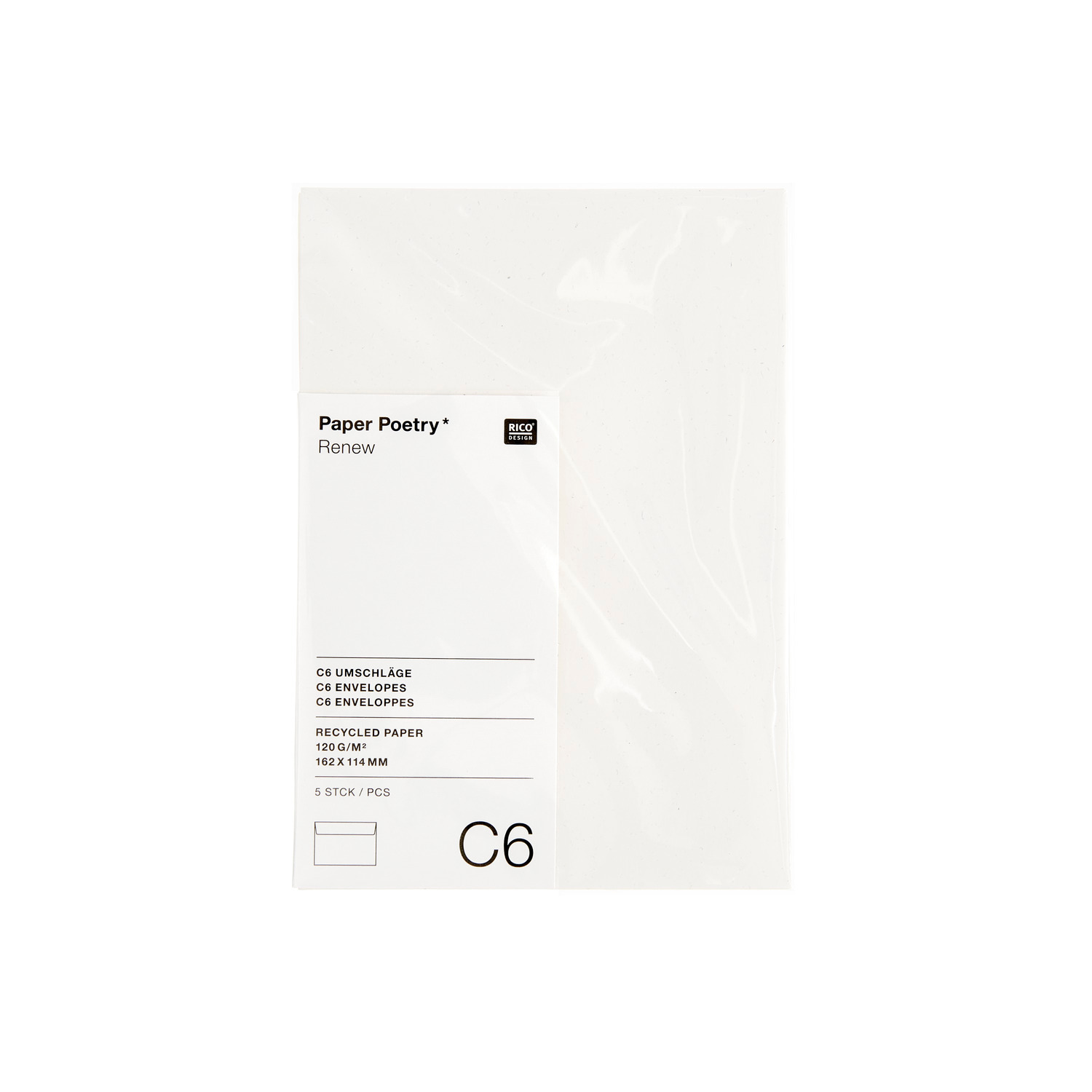Paper Poetry Renew Umschläge C6 5 Stück Farbe Creme von Rico Design