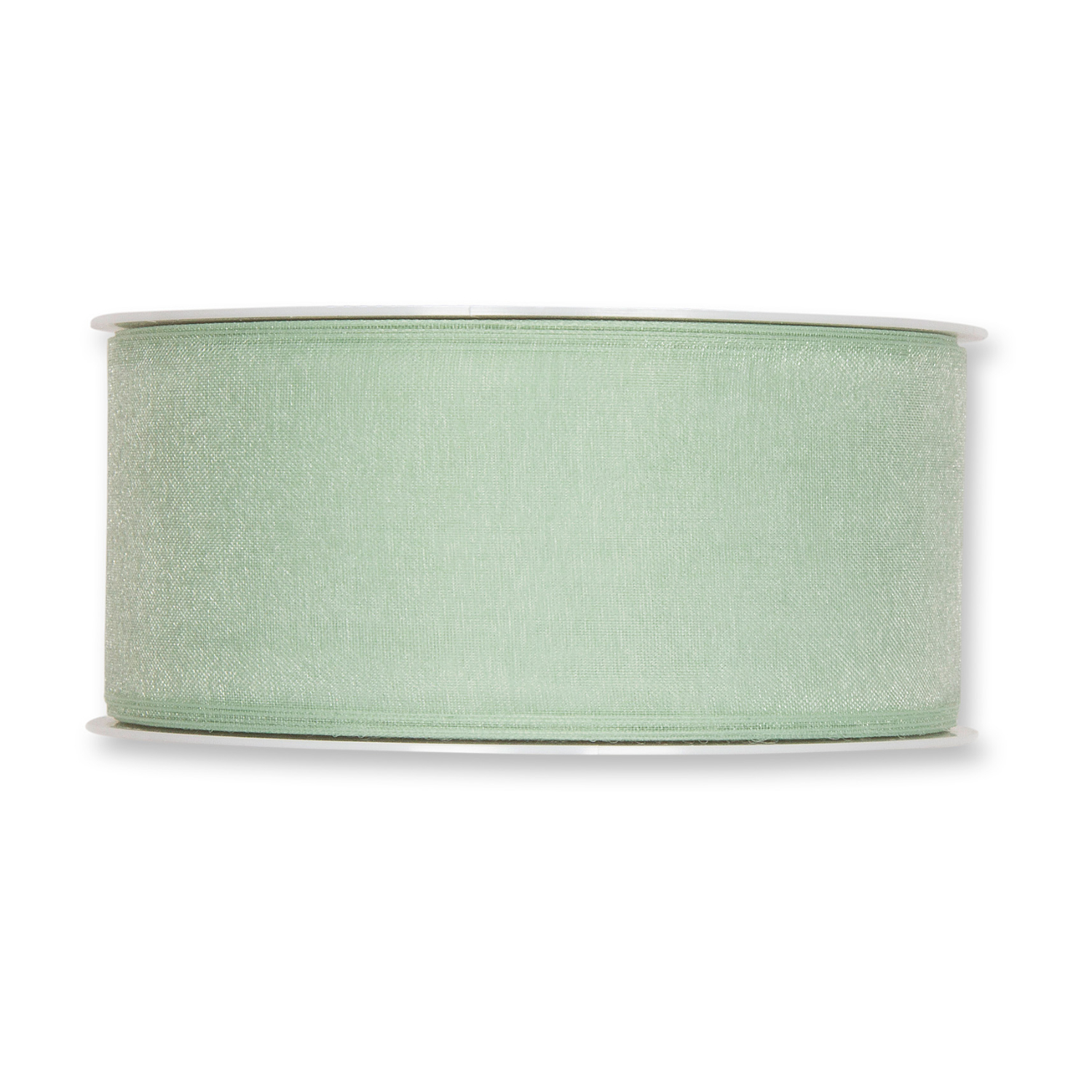 Organzaband 40mm 5m in zartem Mint von Halbach, ideal für Dekorationen und Geschenkverpackungen.