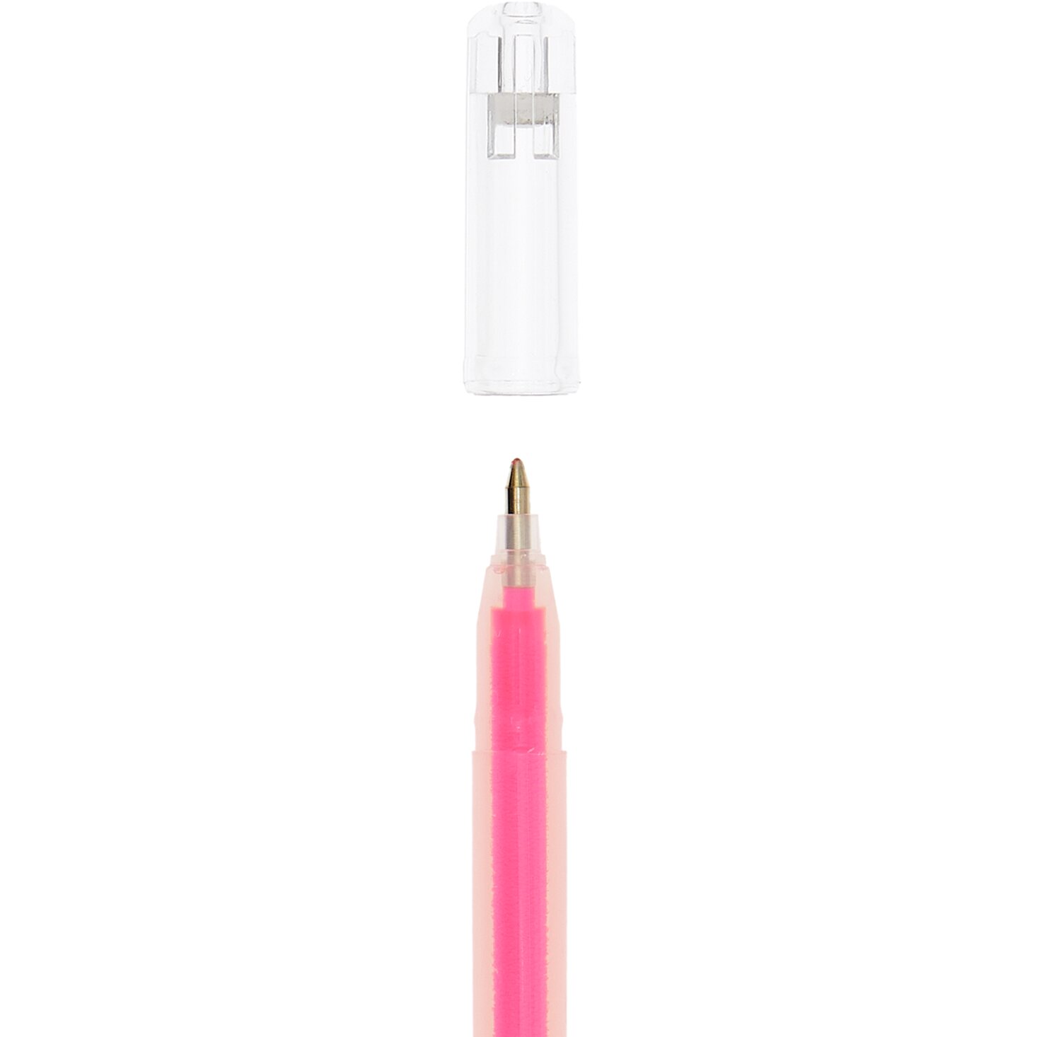 Gelstift Neon 0,8mm in Pink von Rico Design, mit abnehmbarem transparentem Deckel, ideal für kreative Projekte.